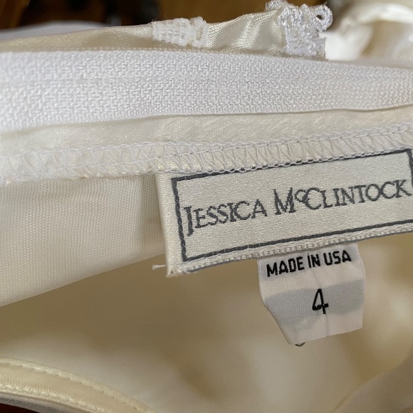 Vintage Dress Jessica McClintock Size 4 Sheer Lace Ivory Communion Flower Girl - Picture 3 of 14